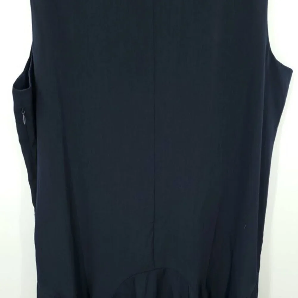 J. Crew Sleeveless V-Neck Drop Waist Flounce Dress C7059 Sz M Navy Blue